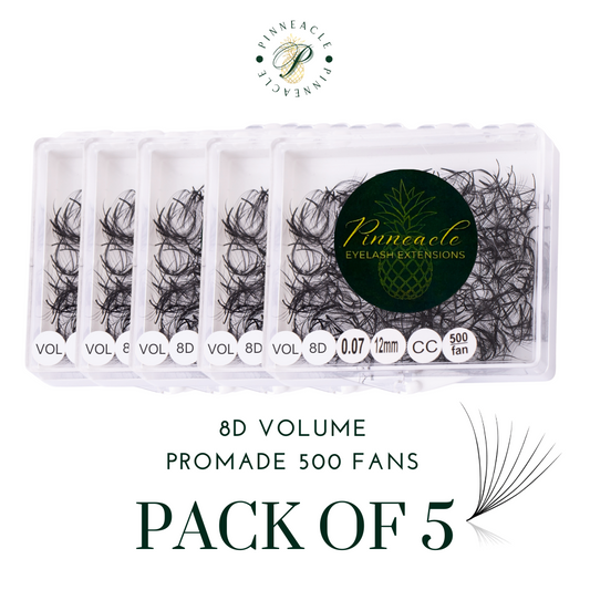 Pack of 5 - 8D Volume - 500 Fans Promade Volume Fans For Professional Eyelash Extension - Pinneacle Lash
