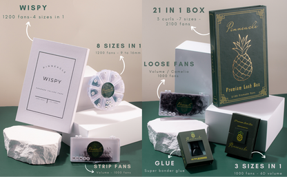 6D Volume | 1200 Fans | 8 sizes in 1 | 9-16mm | Premade Volume Fans