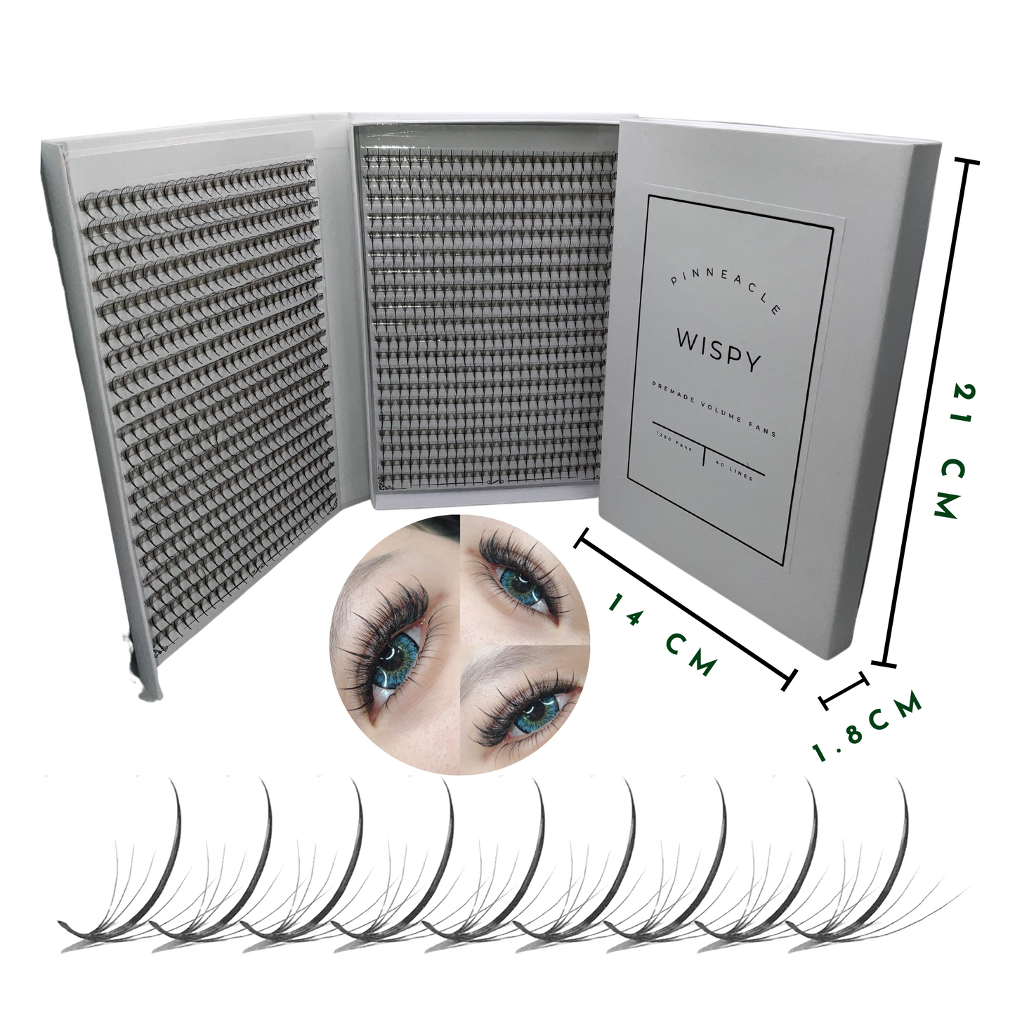 9D WISPY | XXL Box | 1200 Fans | Premade Spike + Volume Fans | Mix sizes