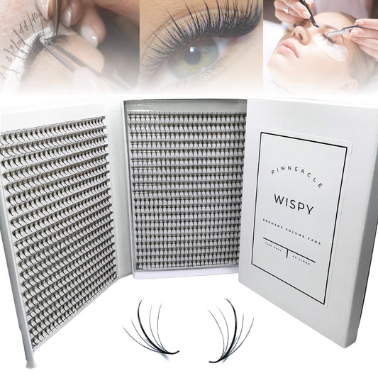 Pinneacle - 1200 Fans - 5D Wispy Premade Fans - Premade Spike + Volume Fans For Professional Eyelash Extensions (0.07-5D)