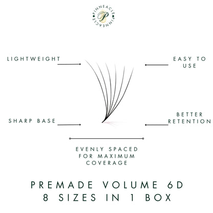 6D Volume | 1200 Fans | 8 sizes in 1 | 9-16mm | Premade Volume Fans