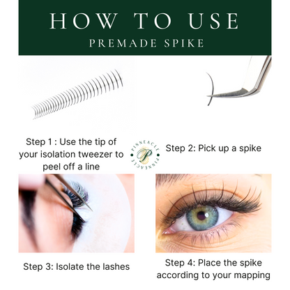 Premade Wet Spike - 5D Closed Tip Spike For Professional Eyelash Extensions (Mix Brown & Black)