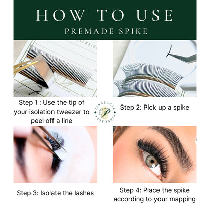 Premade Ultra-Narrow 5D Spike Fans - 800 Fans Per Box - Premium Handmade Volume Fans For Professional Eyelash Extensions