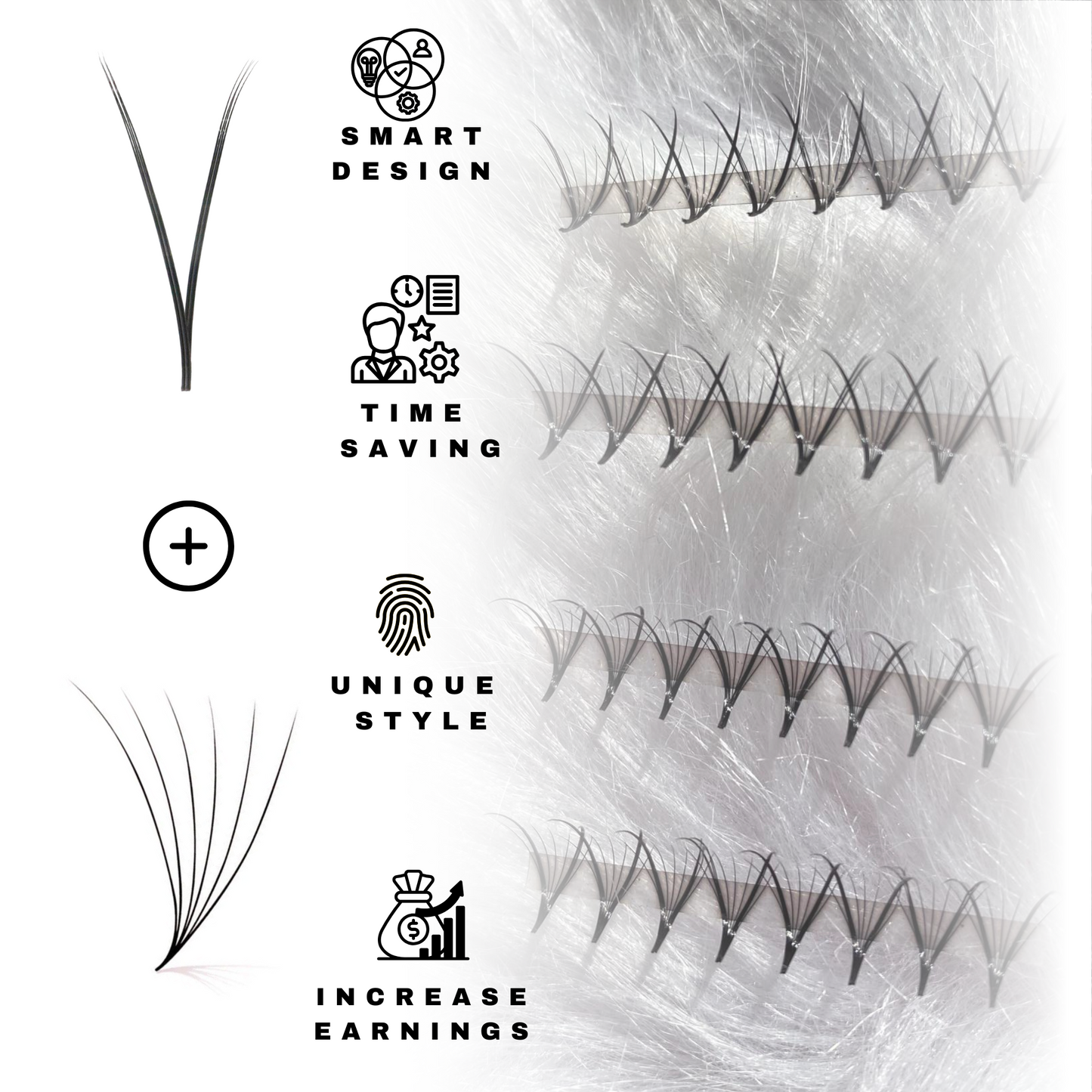 V Shape Wispy - 500 Fans - Promade Speedy Strip Fans - Phoenix Lashes, Double Wispy Lashes - 0.07