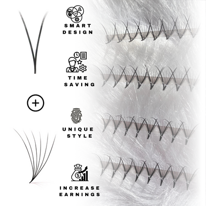 V Shape Wispy - 500 Fans - Promade Speedy Strip Fans - Phoenix Lashes, Double Wispy Lashes - 0.07