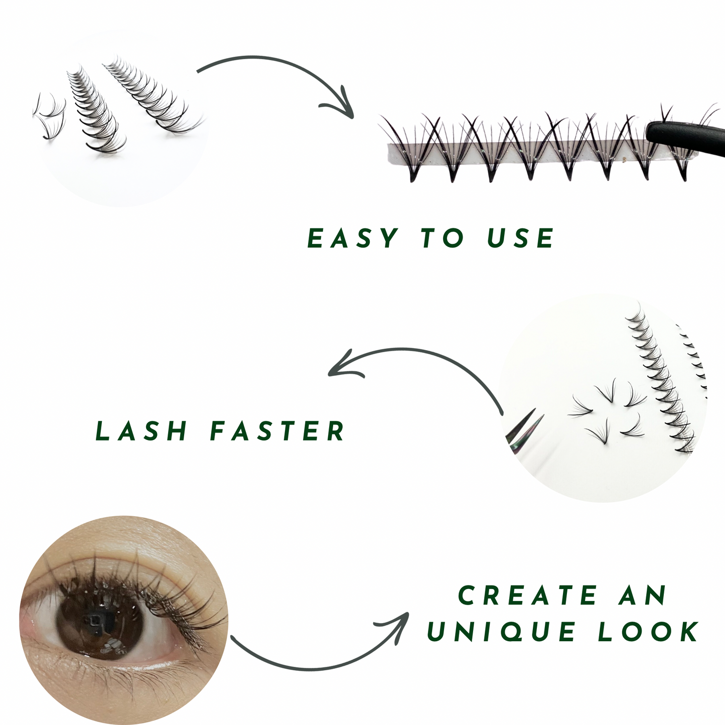 V Shape Wispy - 500 Fans - Promade Speedy Strip Fans - Phoenix Lashes, Double Wispy Lashes - 0.07