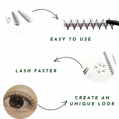 V Shape Wispy - 500 Fans - Promade Speedy Strip Fans - Phoenix Lashes, Double Wispy Lashes - 0.07